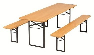 Kunibert Bierzeltgarnitur Biergartengarnitur 1 A Brauereiqualität 67er Tischbreite67cm Farbe:Nussbaum Länge 220cm
