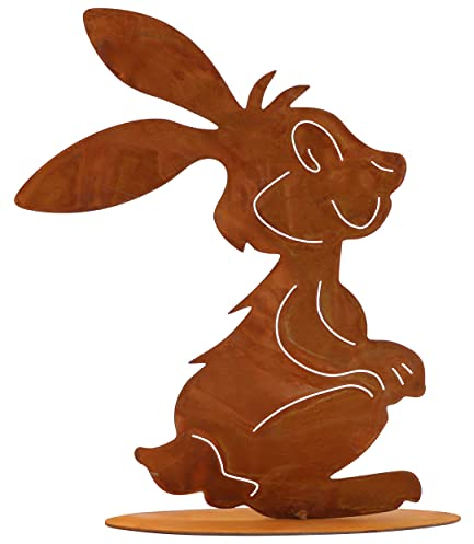 Rostikal Edelrost Osterhase 32x23cm - Wetterfeste Frühlingsdekoration für den Außenbereich
