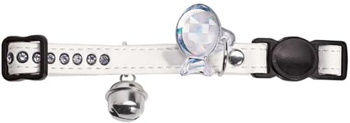 HUNTER MODERN ART LUXUS Katzenhalsband, Kunstleder, Strasssteine, Sicherheitsverschluss, weiß