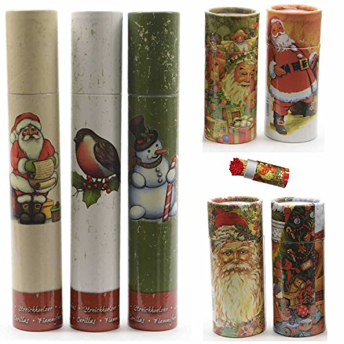 LS-LebenStil XXL 120 Streichhölzer 30cm lang Xmas 2er-Set im Weihnachts-Köcher Zündhölzer Weihnachten 2 große Streichholzschachteln für Kerzenständer Kamin Zigarren Adventskranz Christbaum