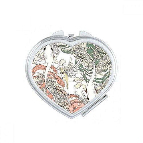 DIYthinker Pequeño Regalo Mano Espejos Portable Linda del Verde Rojo de la Carpa del corazón Maquillaje Compacto Espejo de Bolsillo