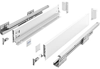 GTV Schubladensystem AXIS PRO I Schubkastengarnitur mit Vollauszug und integriete Dämpfung I Weiss I Belastbarkeit bis 40 kg I Soft-Close I Den freien Zugang I Breite: 400 mm I Höhe: 86 mm