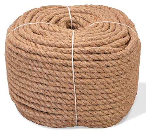 vidaXL Juteseil 100 m x 10 mm, 100% Naturjute, Braun, flexibel und langlebig, für Basteln, Nautik, Katzenkratzbaum, Garten und Dekoration
