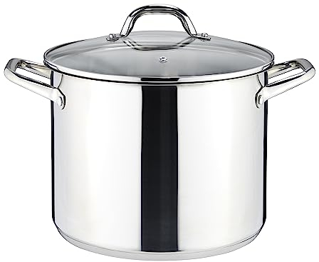 Linnuo Topf 10l mit Glasdeckel, Edelstahltopf, Griff nicht heiß | Topf Induktion geeignet, Stabiler Boden für alle Herdearten | Kochtopf groß, als Suppentopf Kartoffeltopf Nudeltopf | Cooking Pot