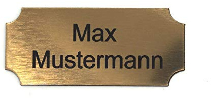 Gravurheim Briefkastenschild Türschild individuelle Gravur Name | selbstklebend - personalisiert | Kunststoff - Plastik | viele Farben und Größen (8x3,5cm Rechteck Hohlkehle, Gold-Schwarz)