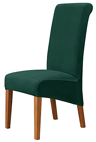 Wangle Elastische Stretch-Stuhlhussen Universal Passform Stuhlhussen für Esszimmerstühle Samt Sitzbezug Schonbezug für Zuhause Küche Esszimmer Hochzeit Teil, Set von 4 Stück, grün