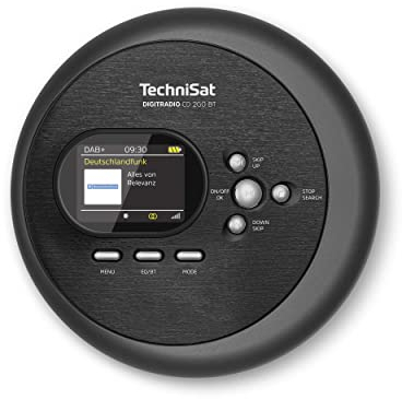 TechniSat DIGITRADIO CD 2GO BT - portabler CD-Player mit 2 Akku (Discman, mit MP3 Resume-Funktion, Bluetooth, ASP, Kopfhörer mit integrierter Antenne, DAB+/UKW Empfang, Equalizer, Favoritenspeicher)