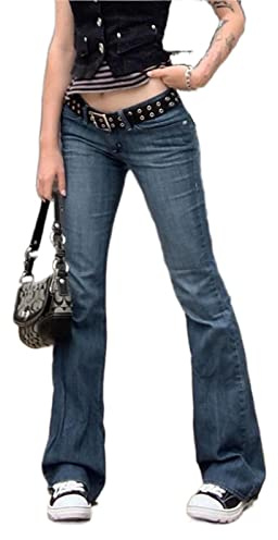 Y2K Jeans taille basse gothique baggy denim évasé jambe droite ample décontracté gothique streetwear