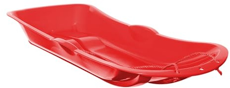 Heavy Duty Snow Sledge Durable Plastic Sled for Kids & Adults, Ideal for Family Bonding Sleigh with Sturdy Rope Snow Sledge Plastic Sledge with rope winter outdoor snow kids toboggan (Red)