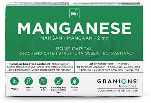GRANIONS MANGANÈSE 2 mg - 30 ampoules = 30 jours - Énergie - Antioxydant - Capital osseux - 2 mg de Manganèse - Made in France