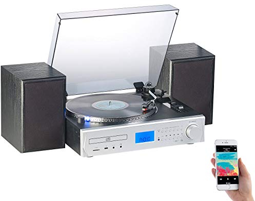 auvisio Stereoanlagen: 5in1-Plattenspieler/Digitalisierer, CD, Bluetooth, Versandrückläufer (Digitale Plattenspieler, Retro Plattenspieler, digitalisieren)