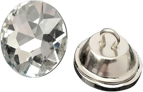 ANVALI Polstermöbelnägel Sofa-Nägel, Sofaknöpfe, runder Diamant, klarer Kristall, Polsterknöpfe for Sofadekor, 50 Stück (Color : Screw Button, Size : 25mm) (Color : Sewing Button)