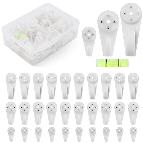 60 Teiliges Beton Wandhaken Set, Unsichtbare Nagelaufhänger, Trockenbau Bilderhaken Beton Wandbild Aufhänger Weiße Spurlose Hängehaken, 3 Größen