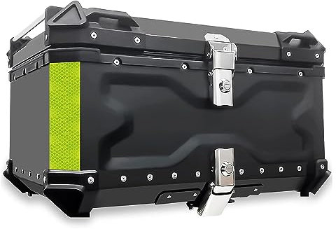 CcacHe Top Case pour Moto Universel 65L 80L 100L Coffre De Rangement Moto en Aluminium Topcase Valise pour Moto Design Étanche Base À Dégagement Rapide Support De Montage (Color : Noir, Size : 65L)