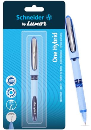 Luxor Schneider One Hybrid Tintenroller, 0,5 mm, 2000 m Schreiblänge, wasserfeste Tinte, gleichmäßiger Tintenfluss, ideal für Profis und Bürobedarf, Blau