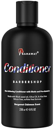 BAHAWAT Beard Conditioner - Barbershop - 8 fl. oz. - Sulfate free - with biotin, provitamin B5, Blackseed oil, Jojoba Oil, Natural Ingredients for a Gentle, Deep Cleanse-Strengthening Wash