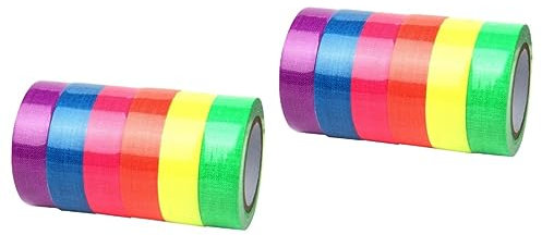 Uonlytech 12rollen Fluoreszierendes Tape Neonfarben Für Partys Und Uv-reaktives Klebeband Für Halloween Feiertagsdekoration Und Kreative Projekte