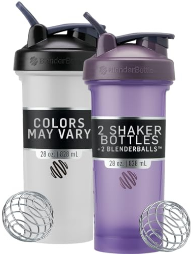 BlenderBottle Classic V2 Shaker Bottle Perfect for Protein Shakes and Pre Workout, 28-Ounce, Colors May Vary, 2 Pack