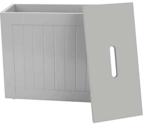 AAMEN Clear Grey Bathroom Storage Unit, Compact Wooden Shaker Bathroom Boxes, Multi-Purpose Cleaning Tidy Boxes, Toilet Caddy Storage Box (37 x 17 x 33cm; 3.2 Kg) (Grey Bathroom Box)