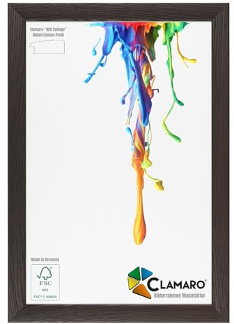 CLAMARO 'Neo Collage' Marco de fotos 40 x 60 cm, hecho a mano y a medida, color wengué, marco de diseño en madera MDF, incluye cristal acrílico y colgador de metal (orientación horizontal y vertical)