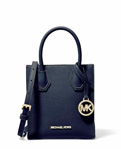Michael Kors Mercer Umhängetasche aus genarbtem Leder, extra klein, Marineblau, Extra-Small