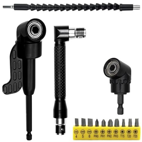 iFutniew Juego de Destornilladores Angulares de 14 Piezas, Accesorio de Ángulo de 105° para Destornilladores Inalámbricos, Destornillador Angular, Extensión de Taladro