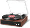 Platine Vinyle, FYDEE Tourne Disque Vinyle Bluetooth avec Émetteur pour Enceintes, Portable avec 3 Vitesses 33/45/78 TR/Min, 2 Haut-Parleurs Intégrés, Sortie RCA, Entrée AUX - Noyer