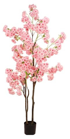 GLJTUO Künstlicher Baum, 1,5/1,8 M, Kirschblüten-Kunstbaum, Fast Natürlich, Rosa Kunstblumenbaum Zur Dekoration Im Innenbereich, Hausveranda, Simulationspflanze Zur Dekoration,One Color-H 150cm(5ft)