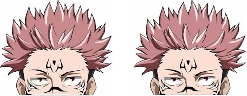 Pure Print Cut Anime Peeker Jujutsu Kaisen Sticker – 2 Stück Auto-Aufkleber 9 cm – Japanische Manga-Dekoration (Sukuna)