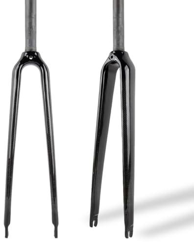 HZXQCVB 700C Starre Gabel Aus Kohlefaser 25,4 Mm Gerades Rohr Rennrad-Gabel Schnellspanner 9X00mm C-Bremse Fahrrad Vorderradgabel(Glossy Black,3K)