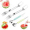 Cortador de melón 4 unidades, cortador de sandía de acero inoxidable, cortador de melón para cubos y bolas, cortador de frutas para papaya, cuchillo de sandía, cortador de bolas para melones, cortador