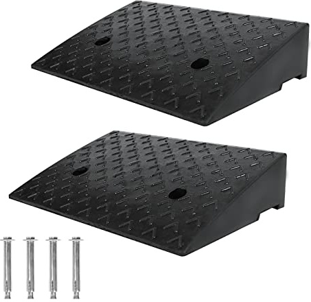 Froadp Set di 2 Rampe in Gomma per Bordo di Marciapiede, Rampa per Soglia Porta, per Auto, Sedia a Rotelle e Passeggino, Rampa Portabile per Bordo di Marciapiede, Rampa di Carico Antiscivolo, Rampa in
