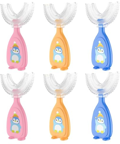 SAIIURV 6 Pezzi Spazzolino da Denti a Forma di U in Silicone Morbido 360 Gradi per la Pulizia Orale,Spazzolino Manuale da Denti per Bambini 2 anni a 6 anni (6PCS)