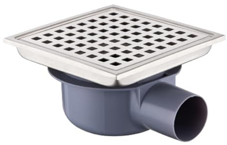 Enwye Square Shower Drain, 15x15cm 304 Stainless Steel Shower Floor Drain with Grate Removable Cover, Bathroom Deodorant Floor Drai