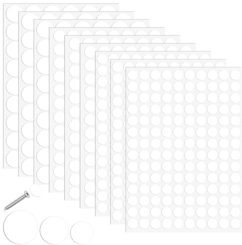 Molain 870 Stück Weiß Schraubenabdeckung Selbstklebend Ø12mm/15mm/21mm | Rund PVC Selbstklebende Schrauben Abdeckkappen wasserdichte Schraubenloch Aufkleber für Wandschränke Schreibtische Möbel