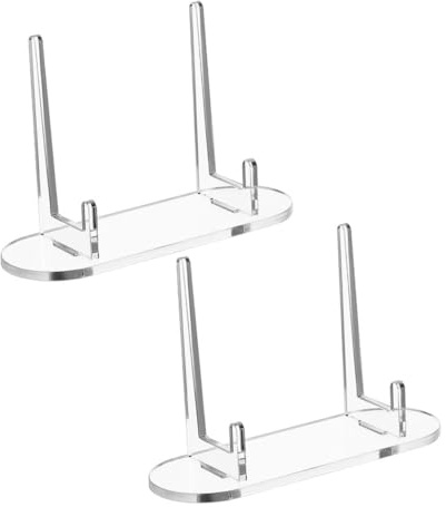 Cabilock 2 piezas Soportes Acrílicos Transparentes para Exhibición Caballetes Pequeños para Marcos y Platos Estantes de Apoyo Resistentes y Elegantes para Decoración del Hogar