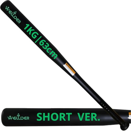 Mazza da Baseball in Acciaio 63,5 cm Rinforzata Super Resistente Peso 1Kg Nera o Color Argento con Grip (Metallo, 63,5CM) (Nero)