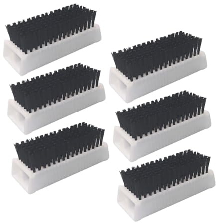 Gogogmee Lot de 6 Brosses à Ongles en Plastique Blanc, Double Face Poils Doux, Hygiène Préopératoire pour Usage Chirurgical et Applications en Laboratoire
