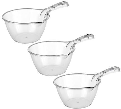 FONDOTIN 3 pezzi Mestoli in Plastica Spessi per Acqua Cucchiaio con Manico Lungo Ergonomico per Cucina Bagno e Irrigazione Design Robusto e Antiscivolo Uso Domestico Multifunzionale