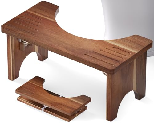 Fibogollo Toilettenhocker Akazienholz klappbar 17cm rutschfest Erwachsene