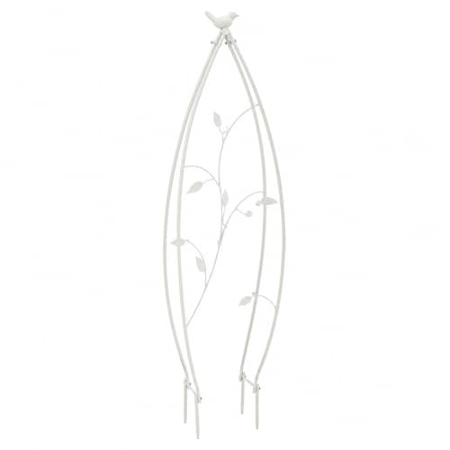 JISADER Celosía Plegable Hierro, Enrejado para Plant, Soporte Decorativo para Jardín, Decoración a Exterior, Blanco, Ovalado (Altura: 100cm)