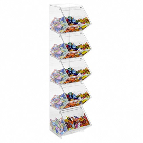DesignPlex Bonbonschütte aus Acryl transparent MIT Klappdeckel und 5 Behälter waagrecht