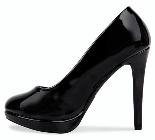 Bismaa Herren Damen Drag Queen Cross Dresser High Heel Rundzehen Court Schuhe Große Größen UK 9,10,11,12, Black Patent, 46/47 EU