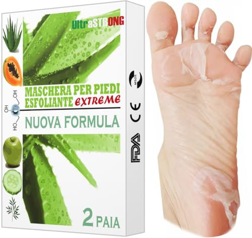 Maschera Piedi ESFOLIANTE e IDRATANTE UltraSTRONG IT - Pedimask TOP - Rimuovere Calli e Pelle Morta piedi - impurità dalla pelle - pulizia profonda esfoliante piedi - Dermatologicamente testato (ALOE)