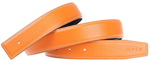 GANGTU H Gürtel aus vollnarbigem Rindsleder Ersatz Gürtelriemen ohne Schnalle 32mm Breit Orange