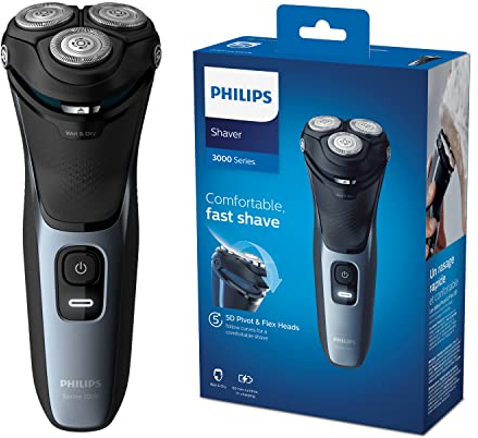 Philips - S3133/51 - Elektrischer Rasierer, wiederaufladbar, wasserdicht, Serie 3000, Schwarz