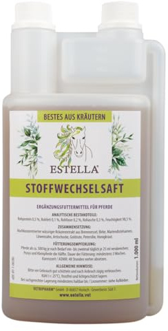 ESTELLA Stoffwechselsaft | 1 Liter | Ergänzungsfuttermittel für Pferde | Mit Kräuterextrakt