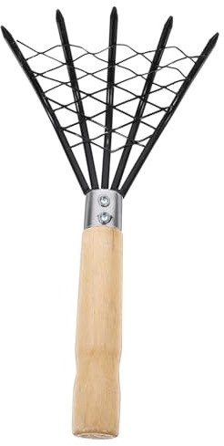 Cabilock 1 Pc Râteau De Plage Cultivateur De Griffes De Jardin Râteau avec Manche en Bois Râteau à Palourdes Coque Manipulée Taller Acier Inoxydable Bord De Mer Râteau à Sable Fruit De Mer