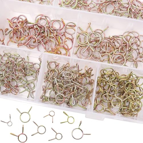 Aatpuss 155 Stücke 5-14mm Schlauchschellen Set, Federclip Schlauchschellen, Schlauchfeder Federklemmen, Gold