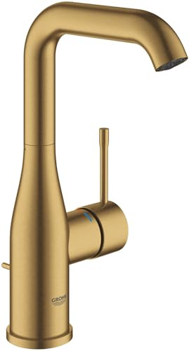 GROHE Einhand-Waschtischbatterie Essence 24174_1, L-Size, Einlochmontage, Zugstangen-Ablaufgarnitur, Professional Edition, cool sunrise gebürstet